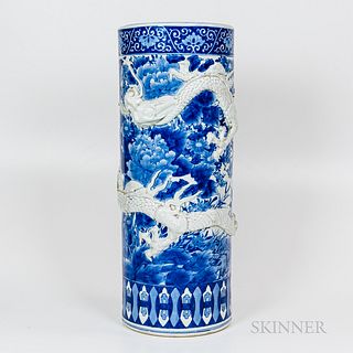 Asian Blue and White Umbrella Stand