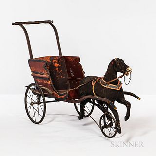 Vintage Child's Painted Horse and Cart