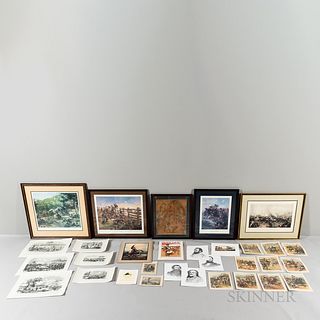 Sixteen Framed Civil War-themed Prints, a Binder of Loose Images, and Approximately Twenty-five Unframed Images