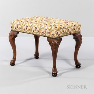 Queen Anne-style Mahogany Upholstered Stool