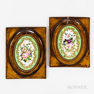 Pair of Framed Hand-painted Porcelain Plaques