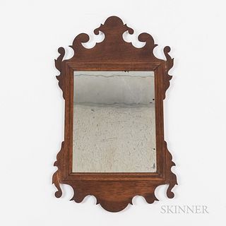 Chippendale Stained Walnut Scroll Mirror