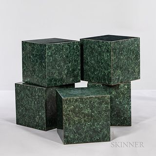 Five Green Faux-marble Cubes