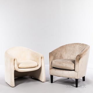 Two Modern Upholstered Club Chairs