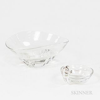 Two Steuben Colorless Glass Bowls
