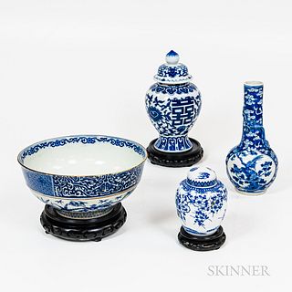 Four Pieces of Asian Blue and White Tableware