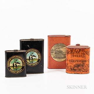 Four Vintage Gun Powder and Shot Containers