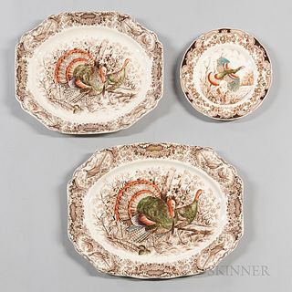 Three Pieces of Windsorware "Wild Turkey" Tableware