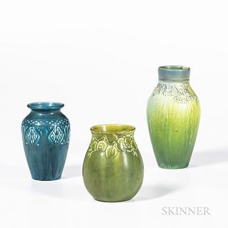 Three Rookwood Vases with Molded Decoration