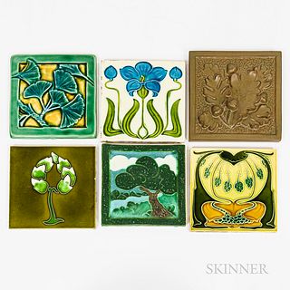 Six Art Pottery Tiles
