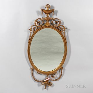 Neoclassical Giltwood Oval Mirror