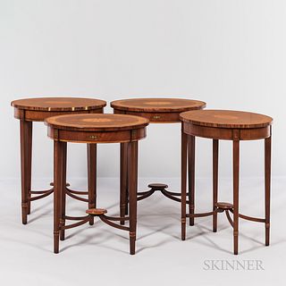 Four Georgian-style Mahogany Inlaid Oval Side Tables