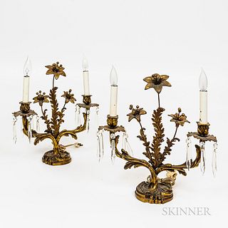 Pair of Rococo-revival Two-arm Gilt Candelabra