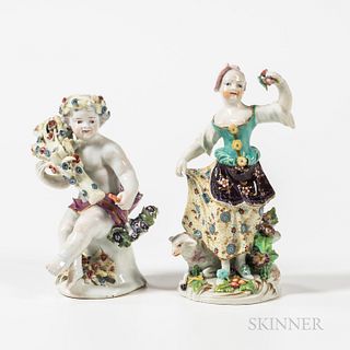 Two Chelsea/Derby Porcelain Figures of Children