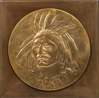 Large Framed Cast-bronze Figural Medallion