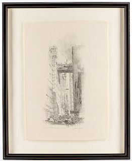 Gerald Geerlings 1927 Signed Litho of NYC Street