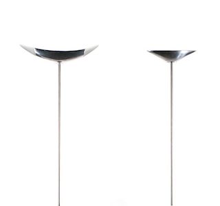 Two Modernist Chrome Halogen Floor Lamps