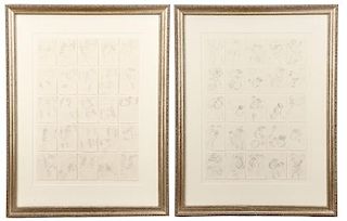 2 Lucy Currie Framed Pencil Drawing Collections