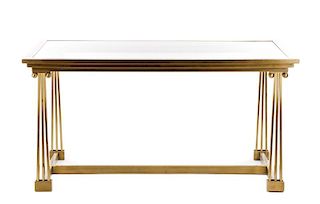 Brass & Glass Desk or Dining Table, Mastercraft