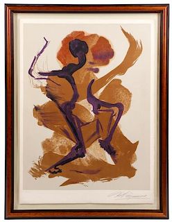 David Alfaro Siqueiros Signed "Brown Dancer" Print