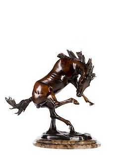 Contemporary Bronze Sculpture of a Bucking Horse