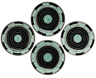 Set of 4 Art Deco Plates, Claussen for Rorstrand
