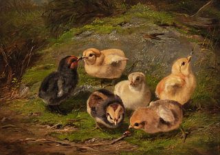 Arthur Fitzwilliam Tait (American, 1819-1905), Chickens