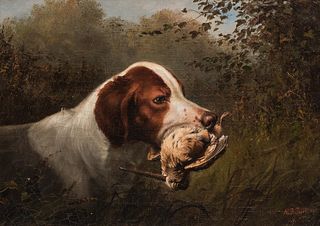 Arthur Fitzwilliam Tait (American, 1819-1905), Dog's Head and Woodcock