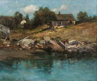Charles Paul Gruppé (American, 1860-1940), Lobster Fishers Shack, Maine