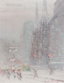 Johann Berthelsen (American, 1883-1972), 5th Avenue, New York, St. Patrick's Cathedral
