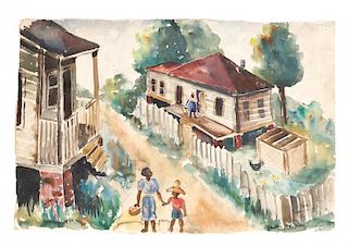 1940s American Southern Watercolor, Signed
