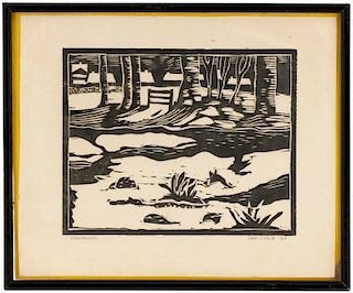 Two 1960s Signed Woodblock Prints by Sam Lurie