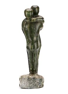 Modernist Green Soapstone Figural Sculpture