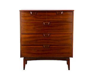 Mid Century Modern Walnut 4 Drawer Dresser