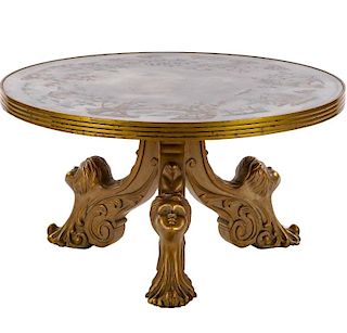 Chinoiserie Reverse Painted Mirrored Coffee Table