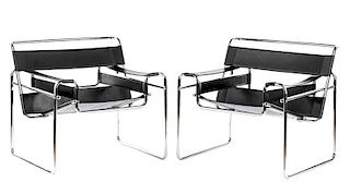 Pair of Wassily Style Chrome & Leather chairs