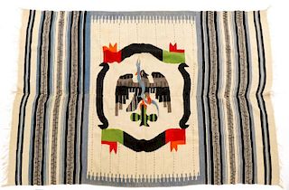 Vintage Mexican Saltillo Serape Two-Sided Blanket