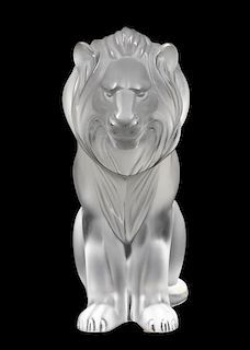 Lalique "Bamara" Lion, Signed Marie-Claude Lalique