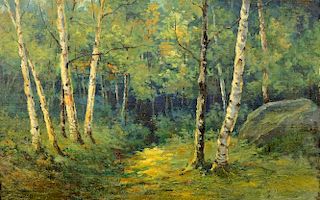 Attr. Efim Volkov, o/c wooded landscape