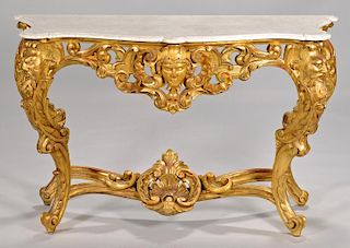 Continental Giltwood Console Table w/ marble top