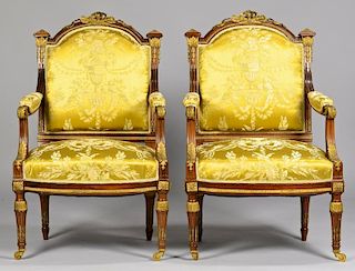 French Louis XVI Style Chairs w/ Bronze Mounts
