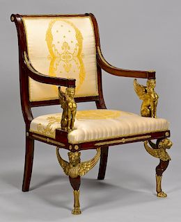 French Empire Armchair with Bronze Mounts