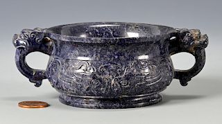 Lapis carved bowl or censer