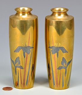 Pr. Meiji Bronze Vases by Mitsunobu