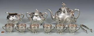 Chinese Export Silver Tea Set, 10 pcs