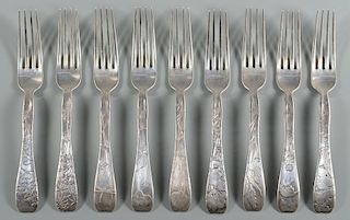 Tiffany Lap Over Edge Silver Forks, 9