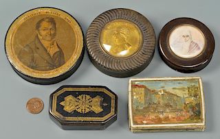 5 antique snuff boxes
