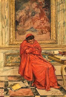 F. Heilbuth Watercolor of Cardinal Antonelli