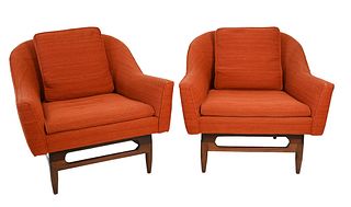 Pair of Jens Risom # 2 Club Chairs, height 29 inches, depth 35 inches, width 36.5 inches