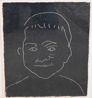 Iran do Espirito Santo (b. 1963), Blind Portraits (Boy), 1994, crayon on paper, Sean Kelly Gallery label on verso, 19 1/2" x 16 7/8". Provenance: Prop